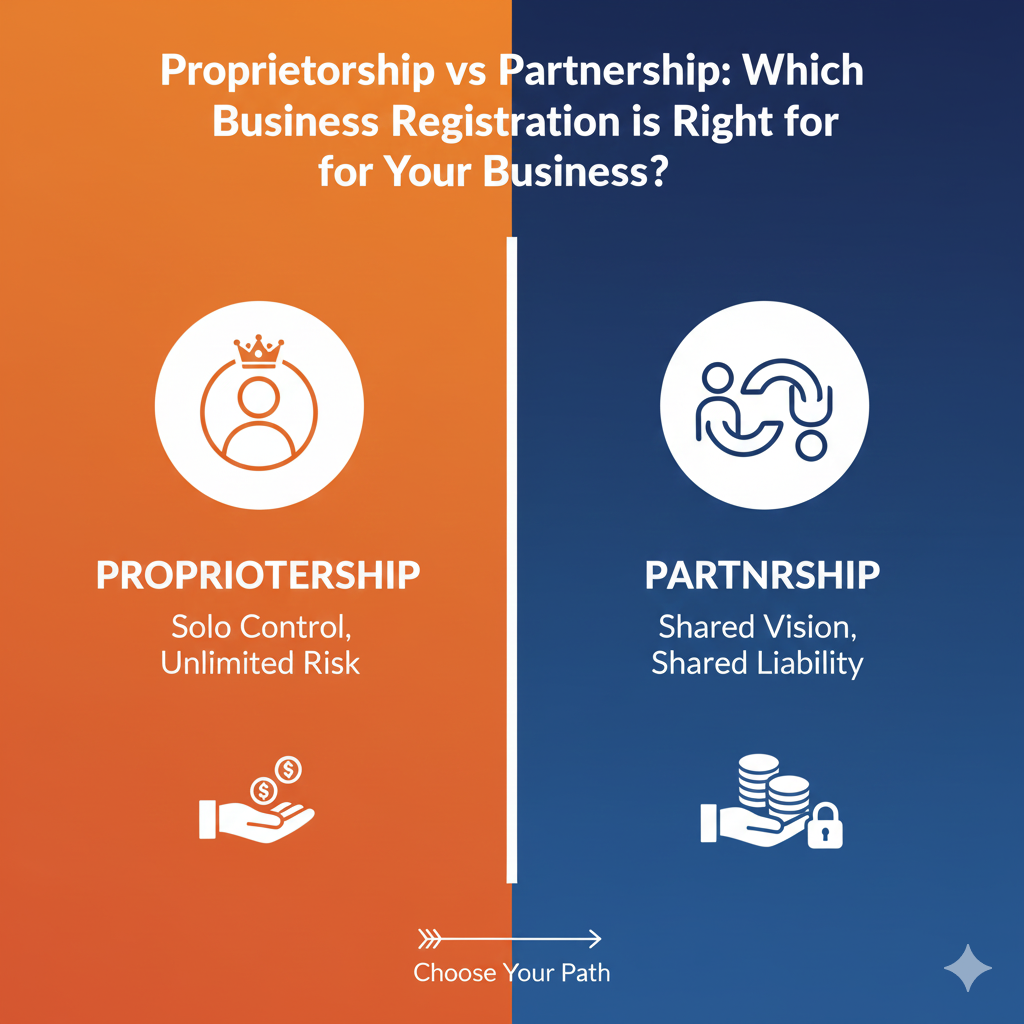 You are currently viewing Proprietorship vs Partnership: Which Business Registration is Right for Your Business?
