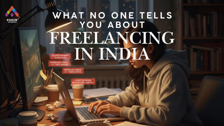 Young freelancer working on a laptop at home, representing the reality of freelancing in India. What No One Tells You About Freelancing in India