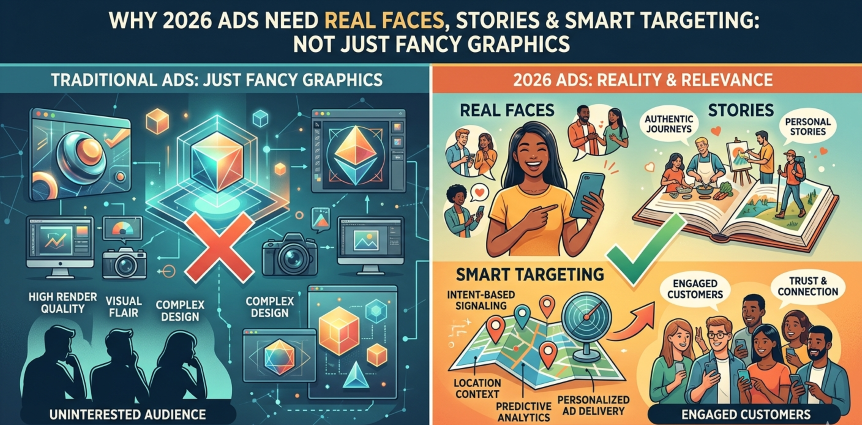 You are currently viewing Why 2026 Ads Need Real Faces, Stories & Smart Targeting: Not Just Fancy Graphics