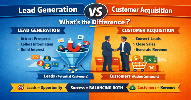 You are currently viewing Lead Generation vs Customer Acquisition: What’s the Difference?