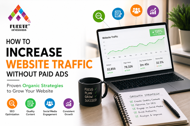 How to Increase Website Traffic Without Paid Ads | Fuerte Developers